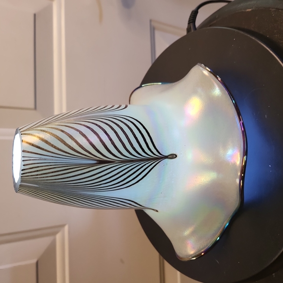 Quoizel Pulled Feather Art Glass Shade Signed Todd Phillips Salamander Art Glass - Picture 3 of 14